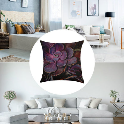 Velvet Aubergine Cactus Linen Throw Pillow Cover