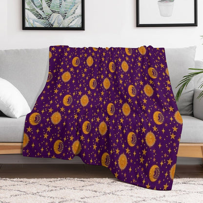 Bohemian 90's Sun And Moon Celestial Pattern Throw Blanket