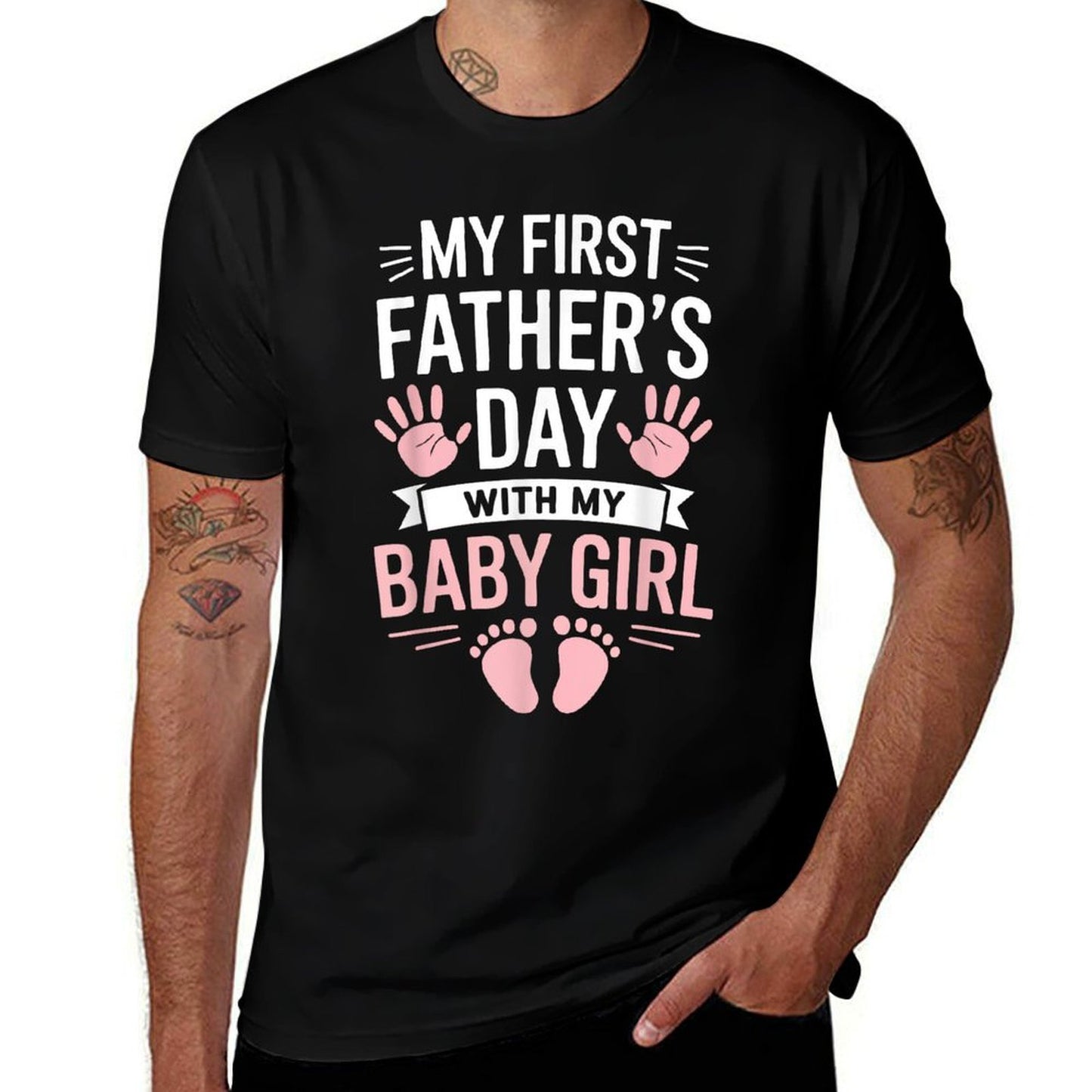 My First Fathers Day With Baby Girl Funny First Time Dad  Slim-fit Cut T-Shirt
