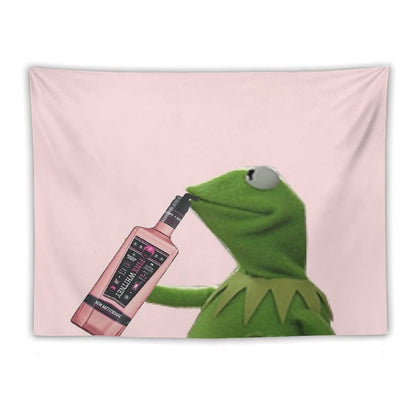 Kermit Sipping Pink Whitney Tapestry