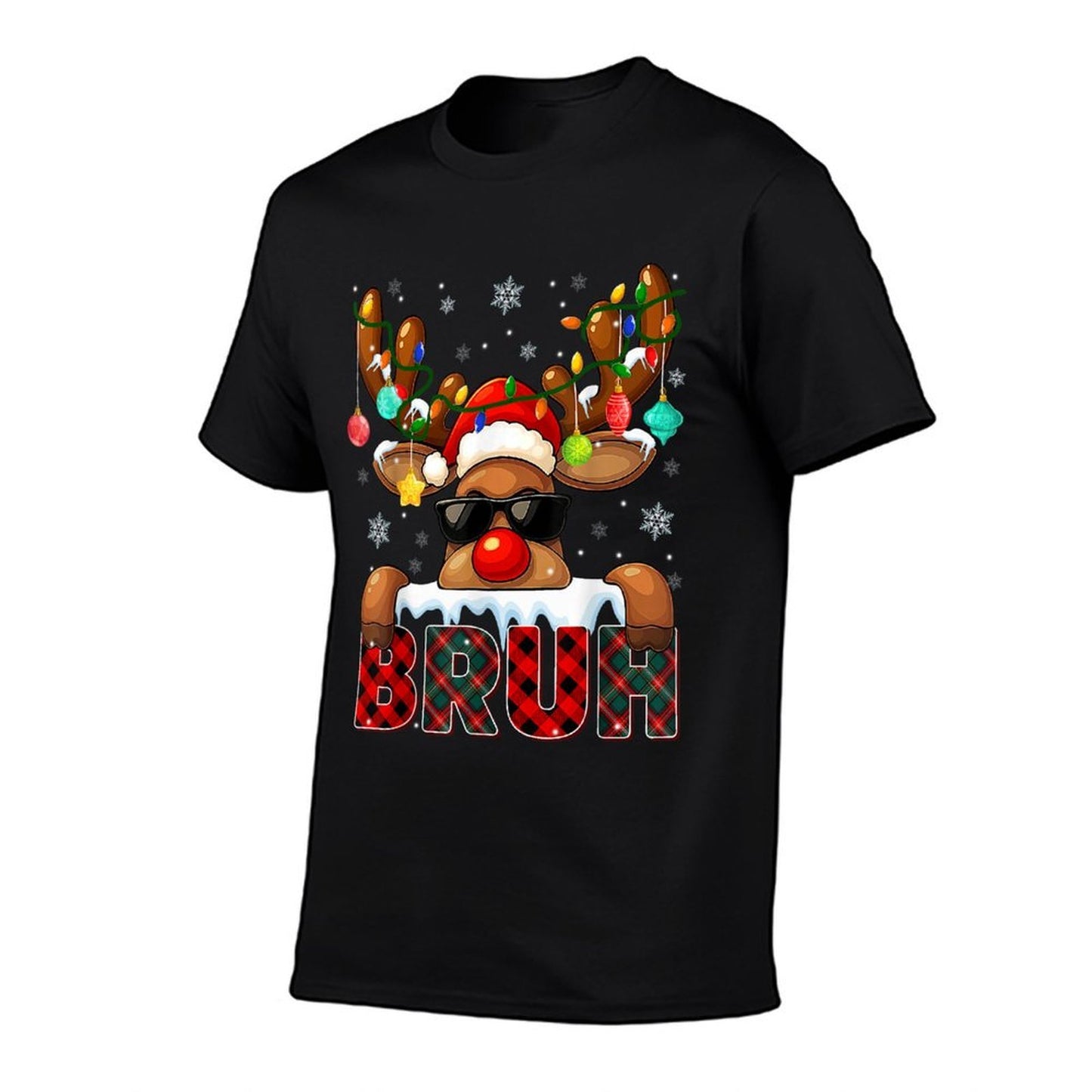 Bruh Cool Rudolph Red Nose Tree Light Christmas Xmas Boy Men  Tagless Design T-Shirt