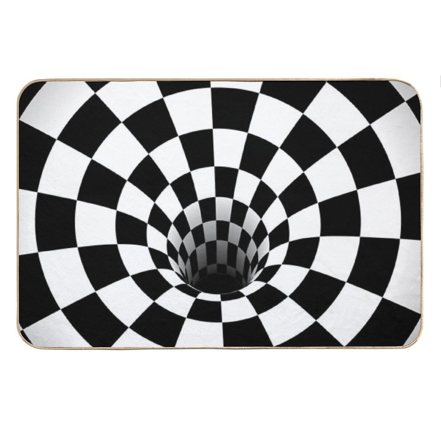 Optical Illusion Black Hole Checkerboard (BlackWhite) Bath Mat