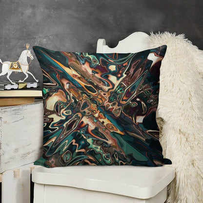 Melting Copper Abstract Linen Throw Pillow Cover