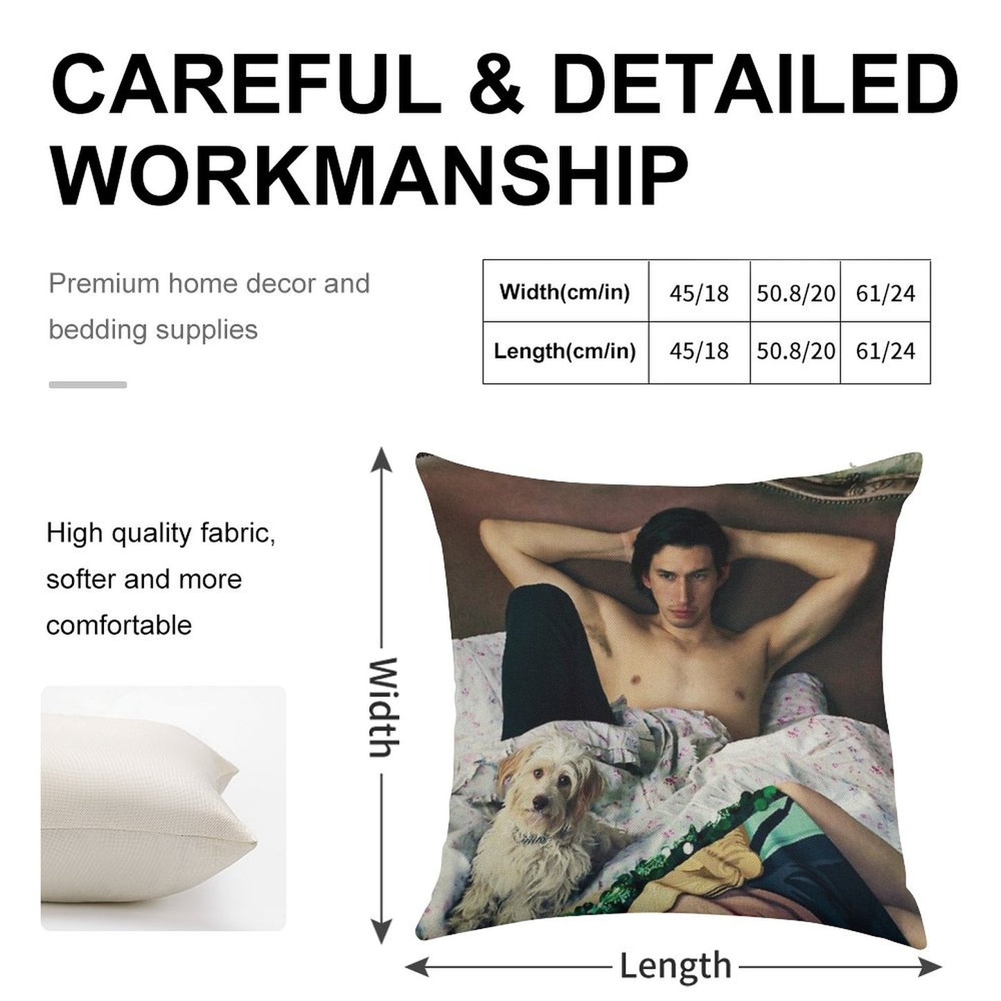 Adam Driver with Dog Photosession Linen Throw Pillow Cover