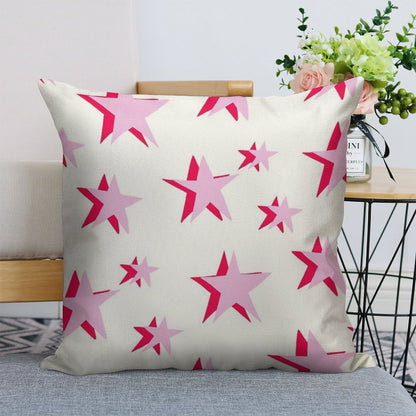 Pink And Red Vsco Star Pattern Linen Throw Pillow Cover