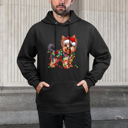 Xmas Santa Outfit Yorkie For This Christmas Customizable Surface Hoodie