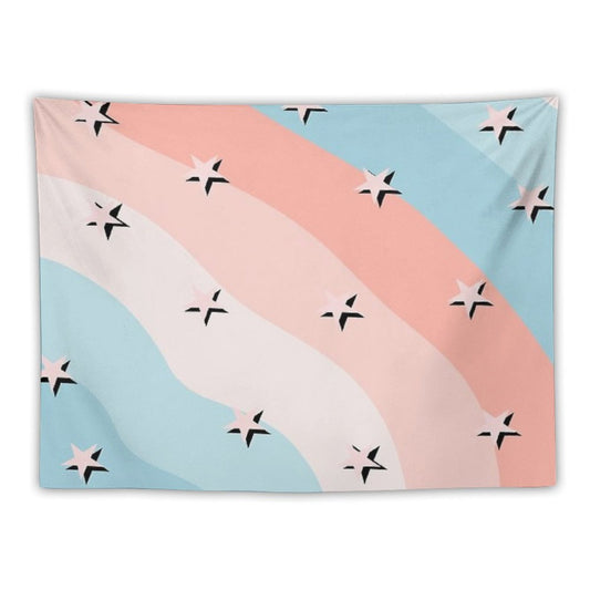 Cotton Candy Stars Striped Pattern Tapestry
