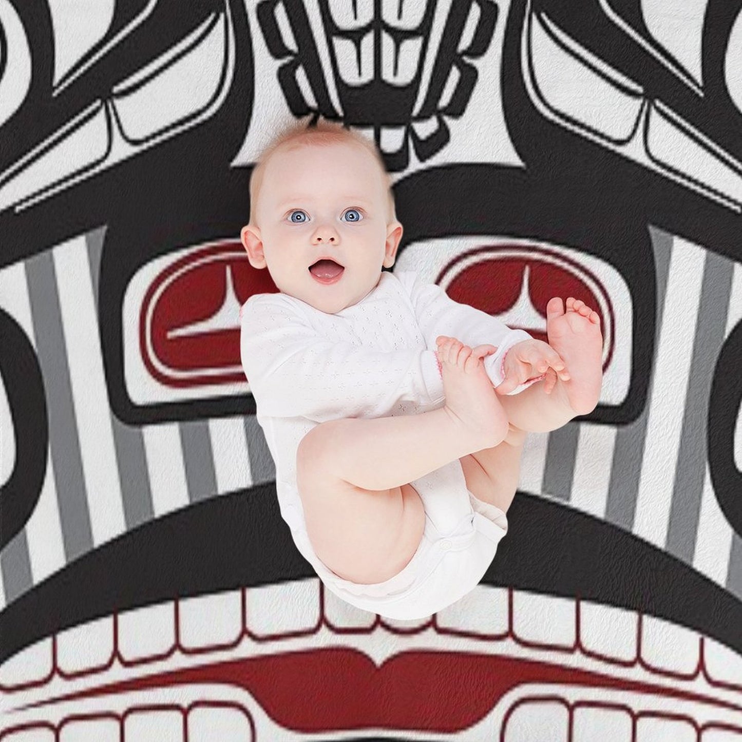 Thunderbird Bear Orca Totem Pole, Coastal Salish Haida Pacific North West Formline Design Native American Throw Blanket