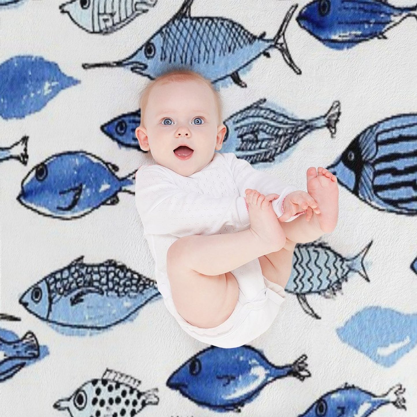 Blue Fishes Throw Blanket