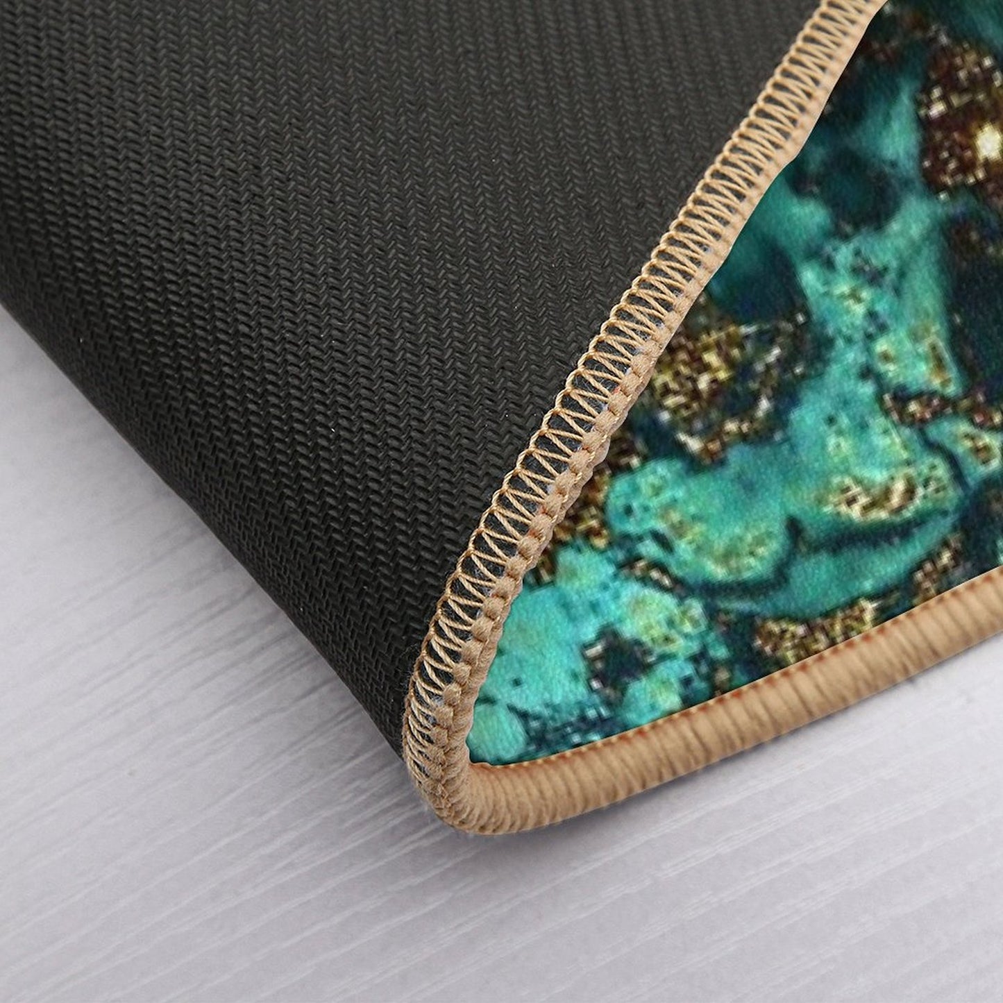 Gold Indigo Faux Malachite Marble Bath Mat