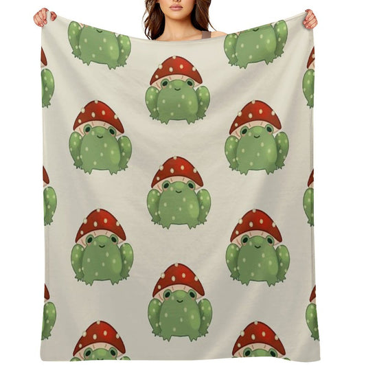 Mushroom Frog Throw Blanket