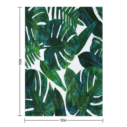 Tropical Nature Monstera Watercolor Painting, Botanical Jungle Dark Palm Illustration Throw Blanket