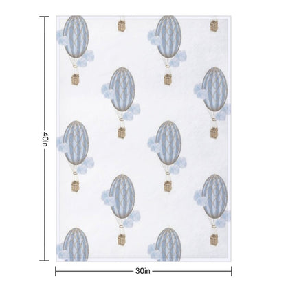 Blue Vintage Hot Air Balloon Throw Blanket