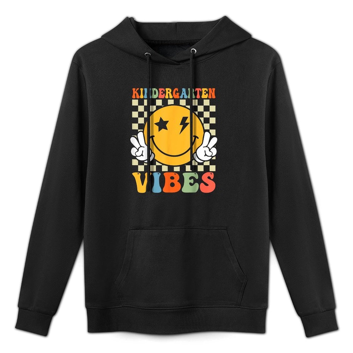 Kindergarten Vibes Retro Groovy Back to School Kindergarten Cotton-Polyester Blend Hoodie