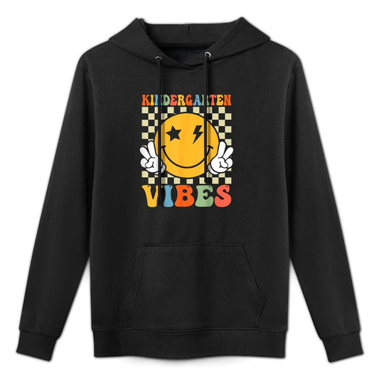 Kindergarten Vibes Retro Groovy Back to School Kindergarten Cotton-Polyester Blend Hoodie