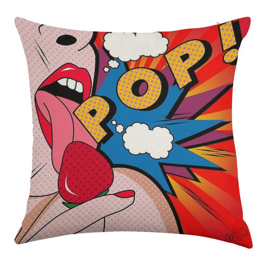 Pop Art Linen Throw Pillow Cover