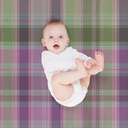 Green And Lilac Tartan Plaid. Throw Blanket