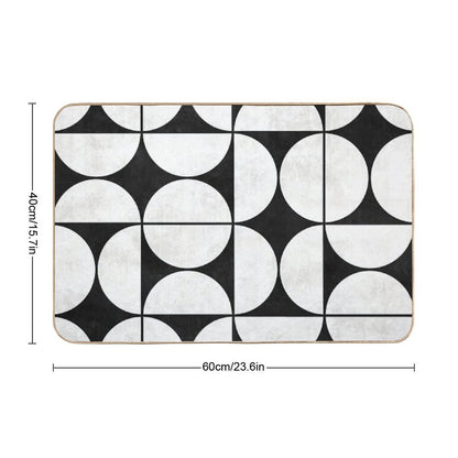 Mid-Century Modern Pattern No.2 - Black And White Concrete Bath Mat