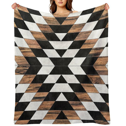 Urban Tribal Pattern No.13 - Aztec - Concrete And Wood Throw Blanket