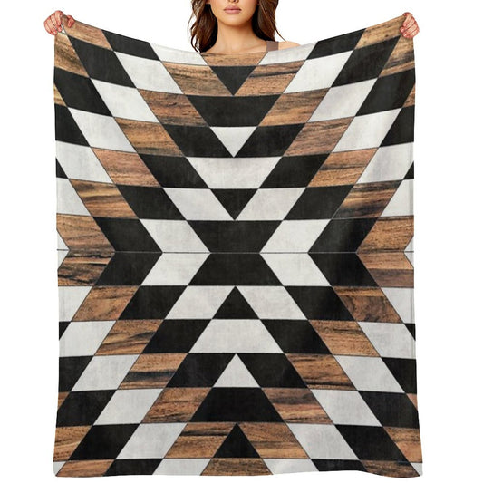 Urban Tribal Pattern No.13 - Aztec - Concrete And Wood Throw Blanket