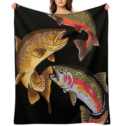 Fly Fishing Trout Tribute Throw Blanket