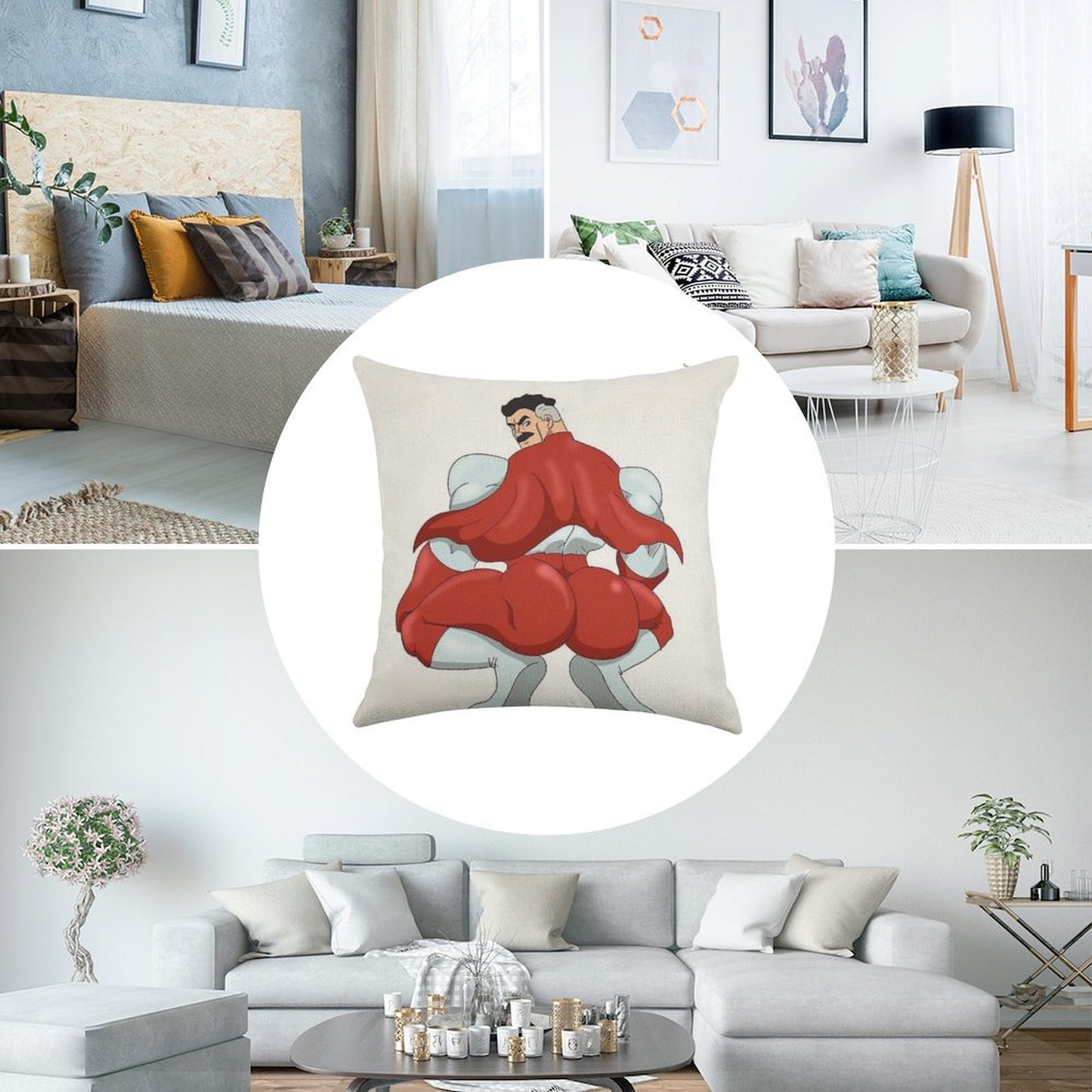 Invincible Think Mark Thicc Booty Omni Man Linen Throw Pillow Cover