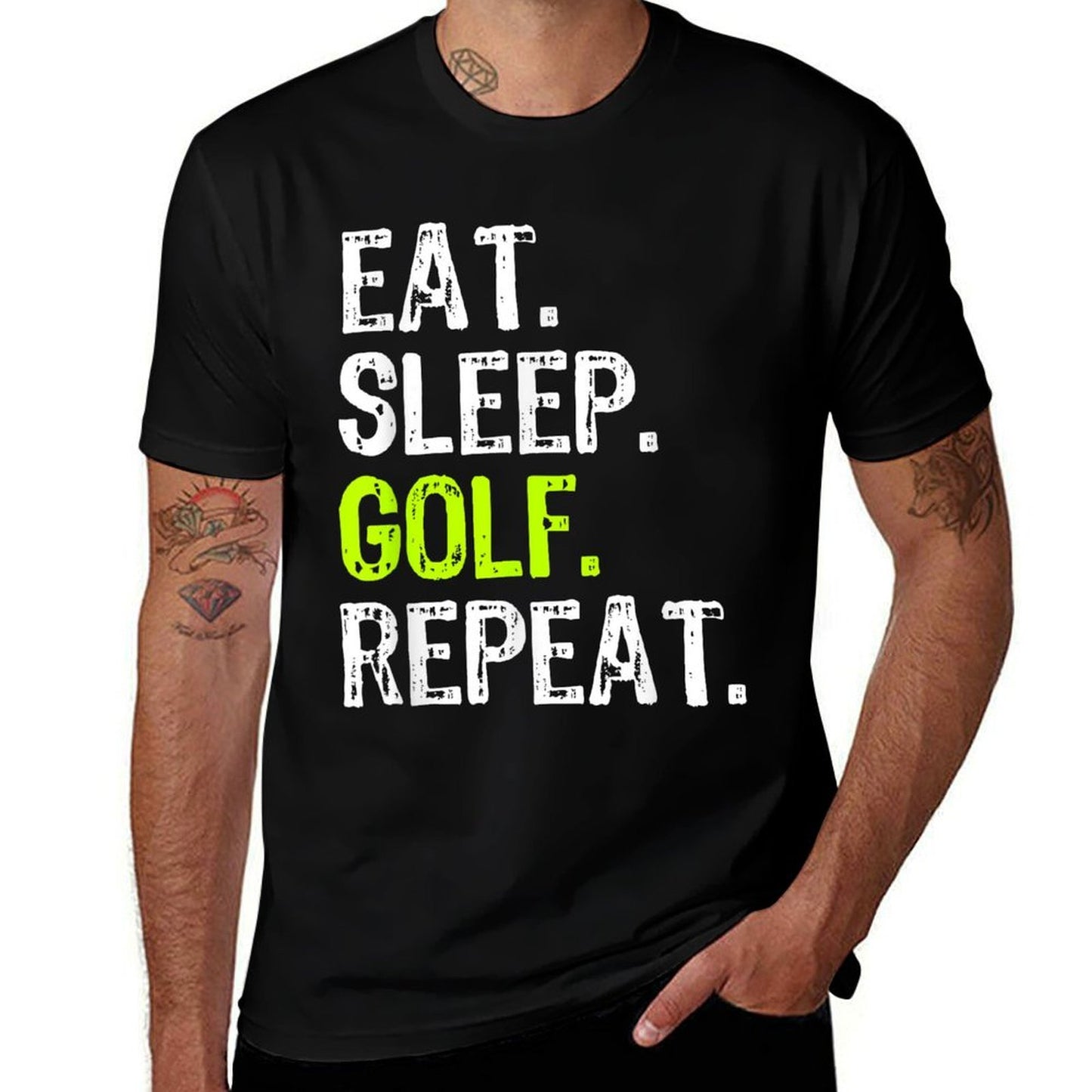 Eat Sleep Golf Repeat Golfer Golfing Funny  Rolled Sleeves T-Shirt