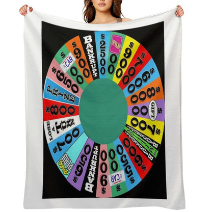 Wheel with Prizes, $ Amounts Throw Blanket