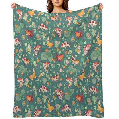 Koi Pond Throw Blanket