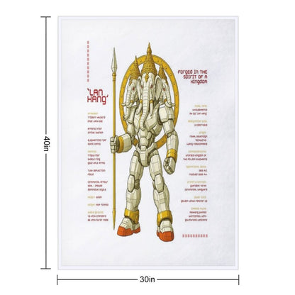 Lan Xang Mecha Warrior Lao Elephant King Design Throw Blanket