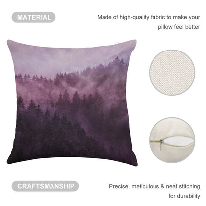 Excuse Me, I'm Lost  Laid Back In A Romantasy Moody Wilderness Dream Forest With Cascadia Trees Covered In Magic Fog Linen Throw Pillow Cover
