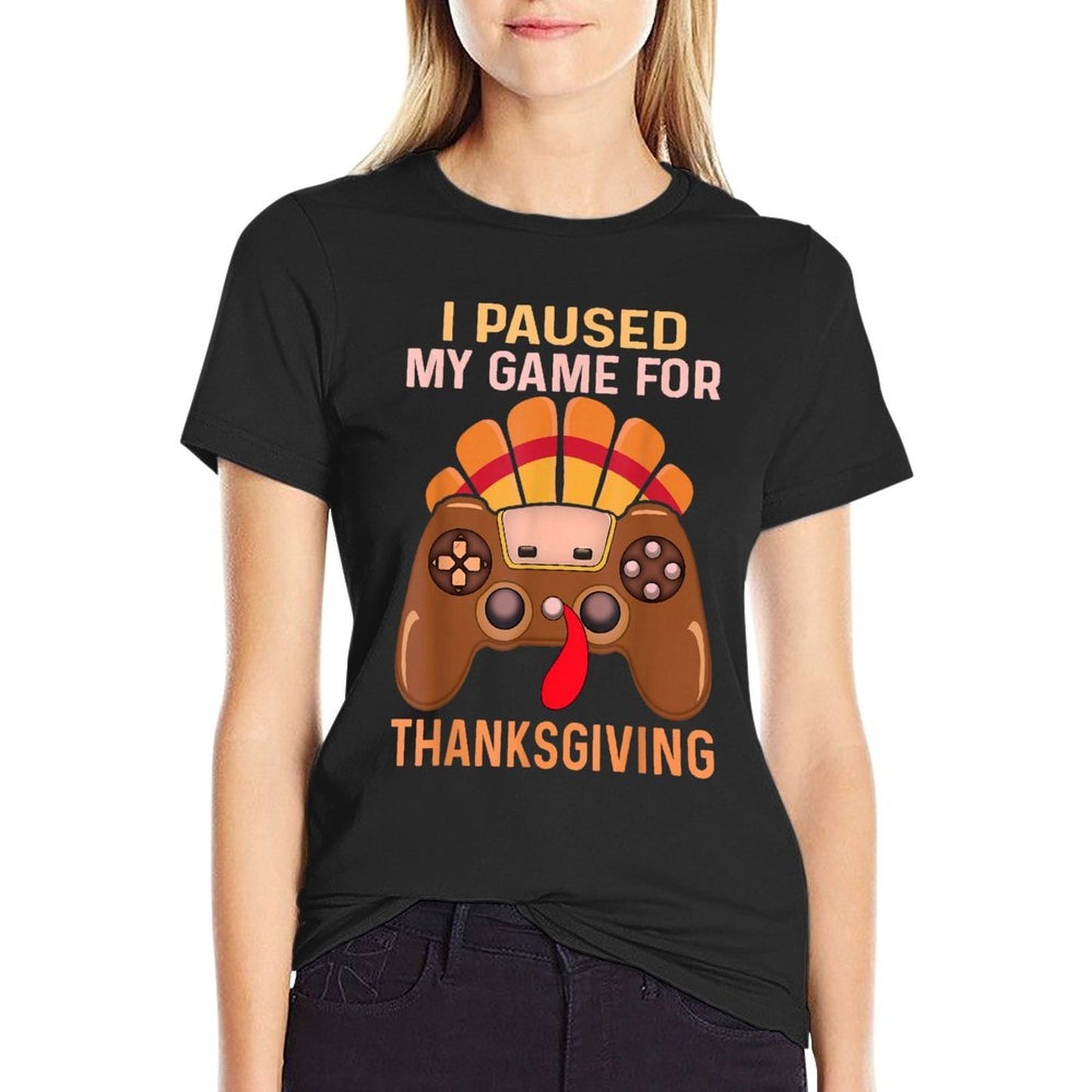 Happy Thanksgiving Gaming Fall Turkey Gamer Boys Kids Men  Slim-fit Cut T-Shirt