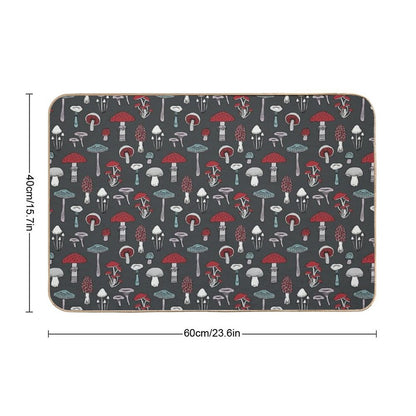 Midnight Mushrooms - Fun Fungus Pattern by Cecca Designs Bath Mat