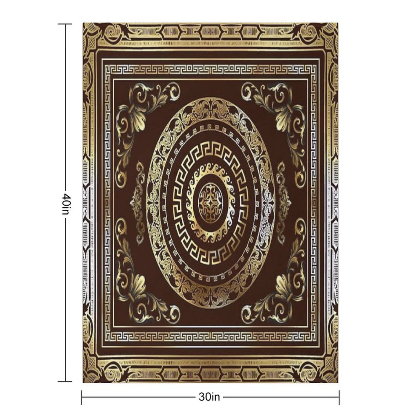 Baroque Gold Maroon Greek Key Vintage Style Throw Blanket