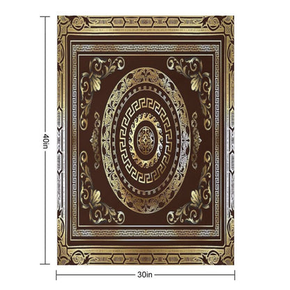 Baroque Gold Maroon Greek Key Vintage Style Throw Blanket