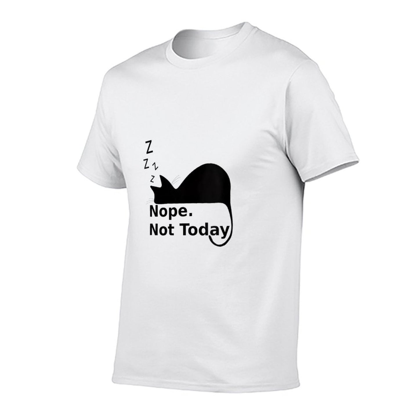 Womens Nope Not Today Cute Sleeping Cat  Oversized Silhouette T-Shirt