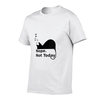 Womens Nope Not Today Cute Sleeping Cat  Oversized Silhouette T-Shirt