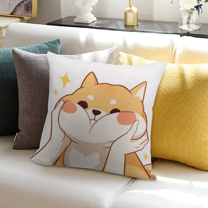 Kawaii Shiba Inu Soft Luxury Feel Throw Pillow