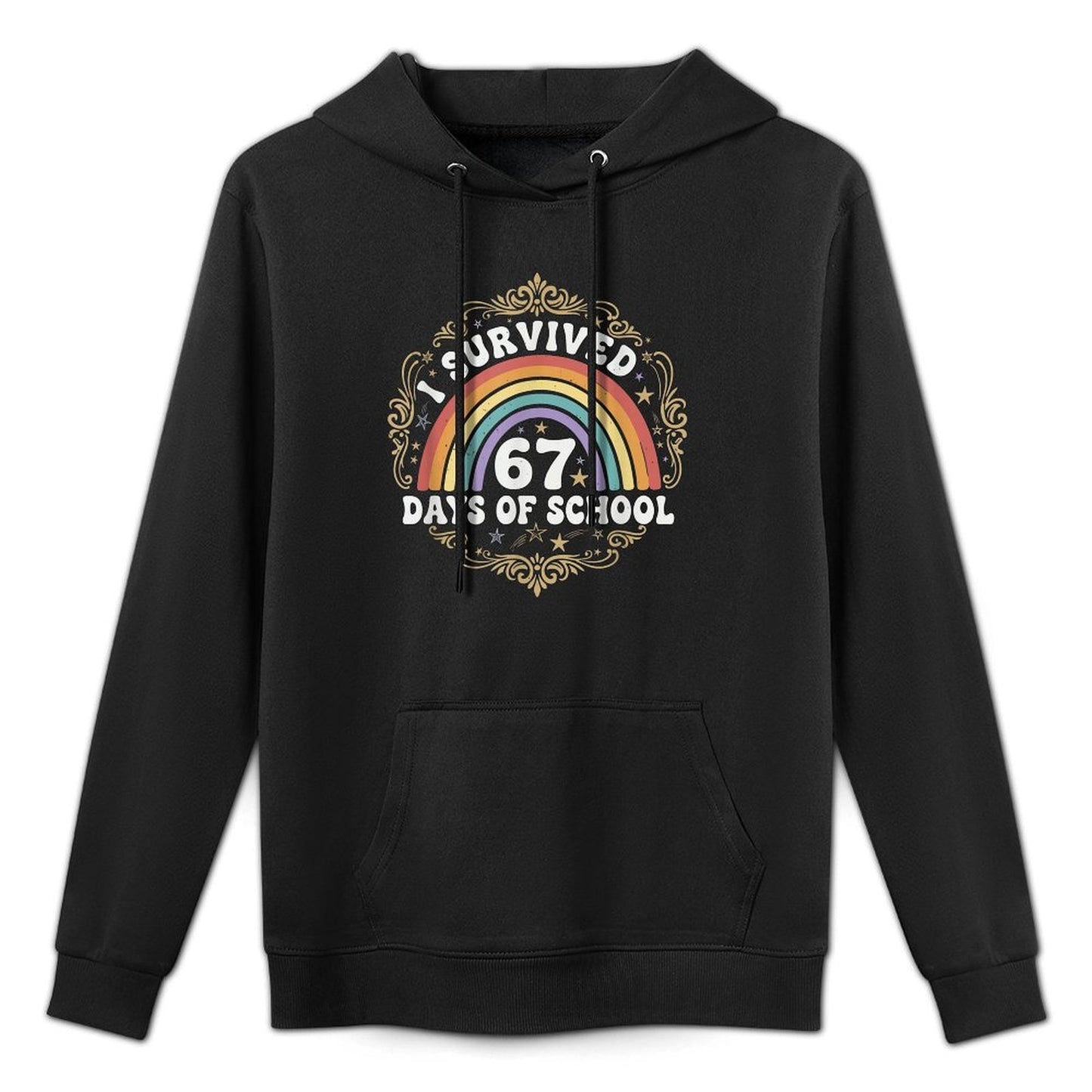 I Survived 67 Days of School Funny 67 Teachers Students Meme Medium-Weight Fabric Hoodie