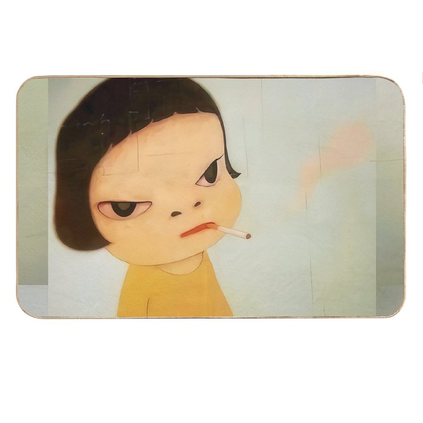 Smoking Girl Yoshimoto Nara Cute Baby Girl Painting Bath Mat