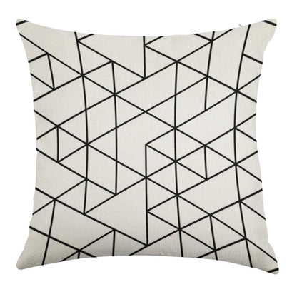Triangles, Black And White Linen Throw Pillow Cover
