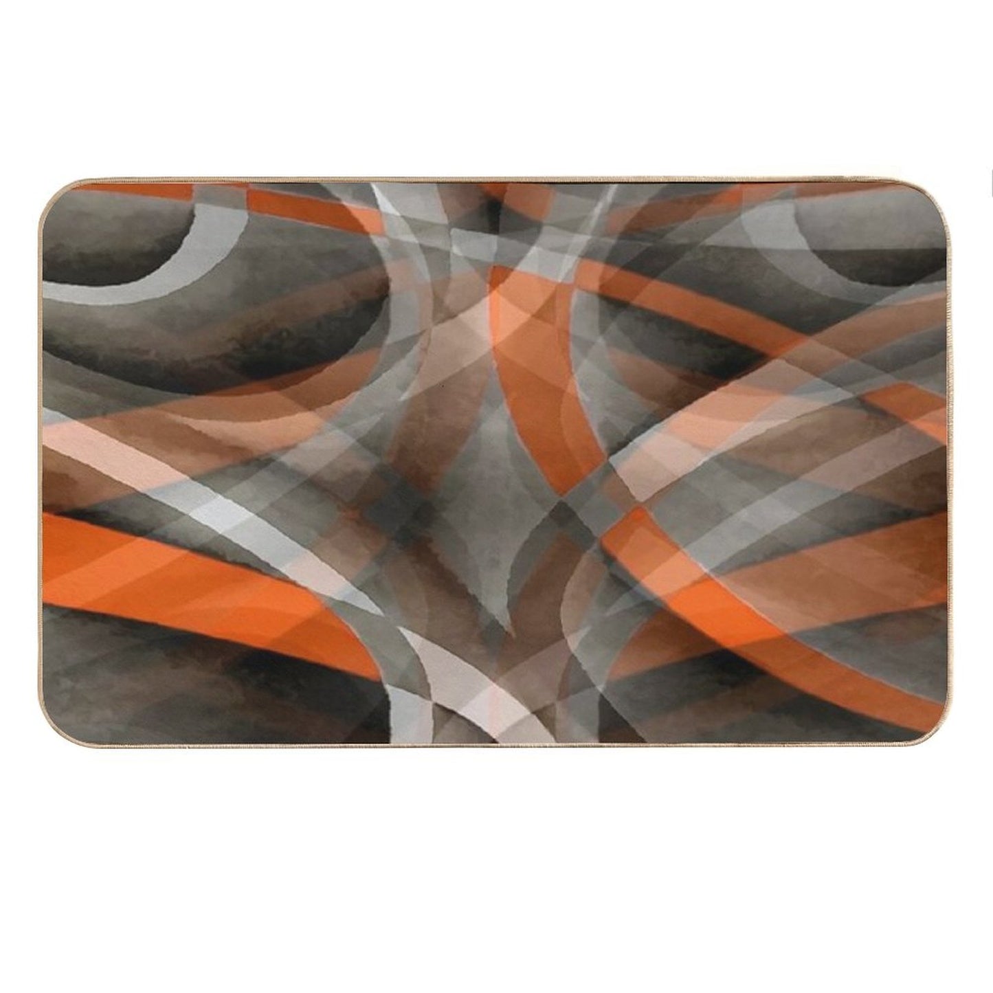 Eighties Burned Orange On Grey  Abstract Curve Pattern Bath Mat