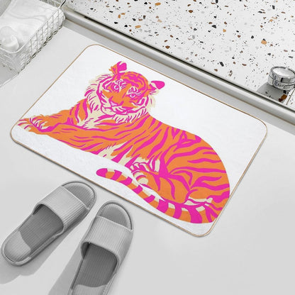 Pink And Orange Tiger Bath Mat