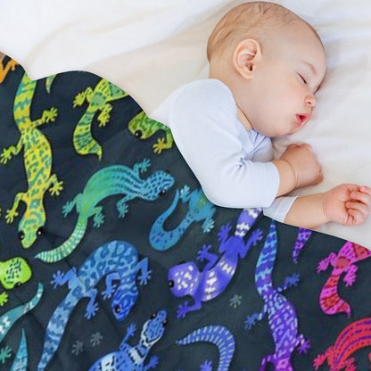 Bright Rainbow Geckos Throw Blanket