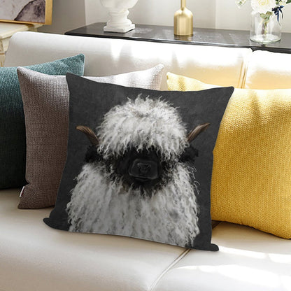 Bo Sheep. Valais Blacknose Sheep. Soft Fade-Resistant Throw Pillow