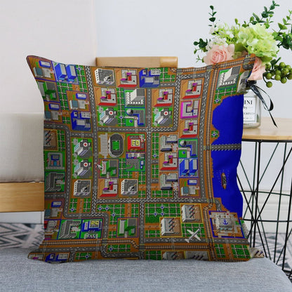 SimCity 1 No Logo Sim City Zoom - HD Linen Throw Pillow Cover