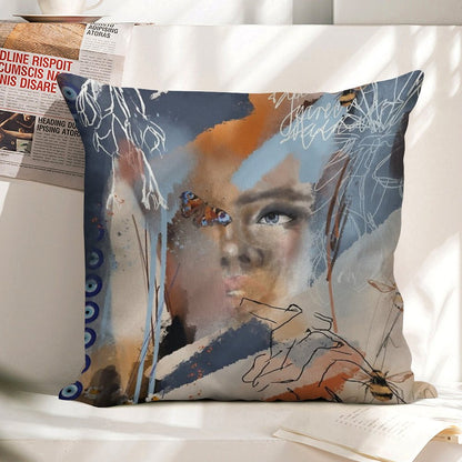 Wings of Psyche Linen Throw Pillow Cover