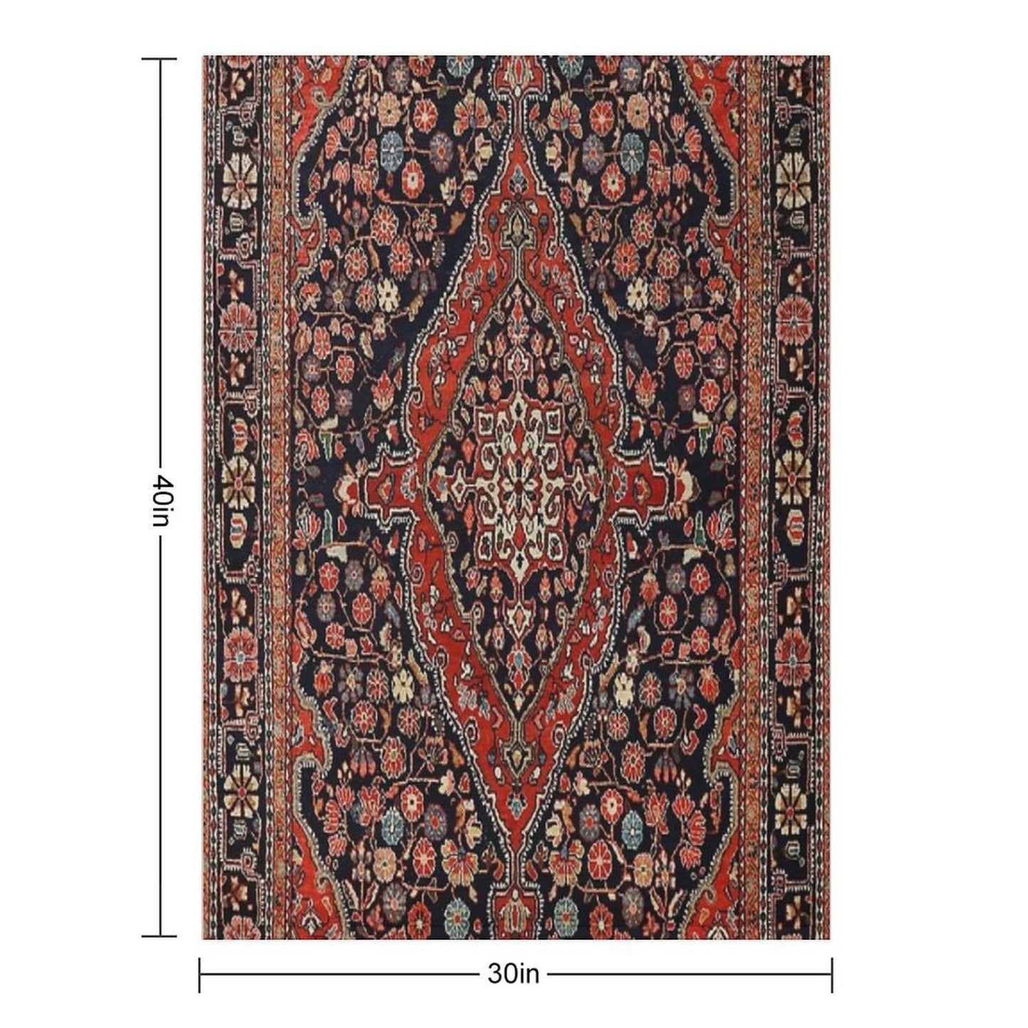 Persia Sarouk 19th Century Authentic Colorful Picture of A Vibrant Red And Black Rug Throw Blanket