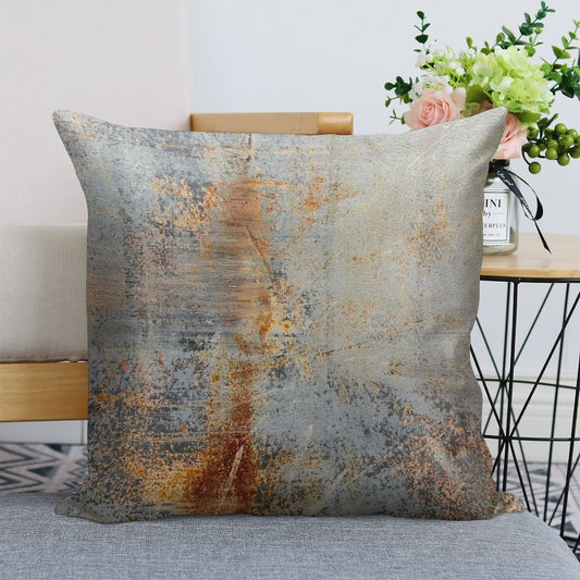 Burn Blue Rust Linen Throw Pillow Cover