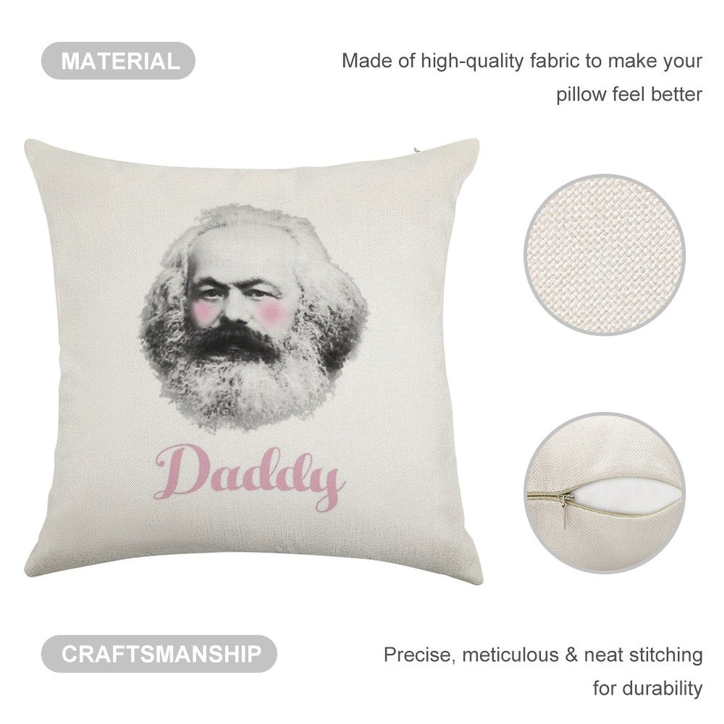 Daddy Karl Linen Throw Pillow Cover